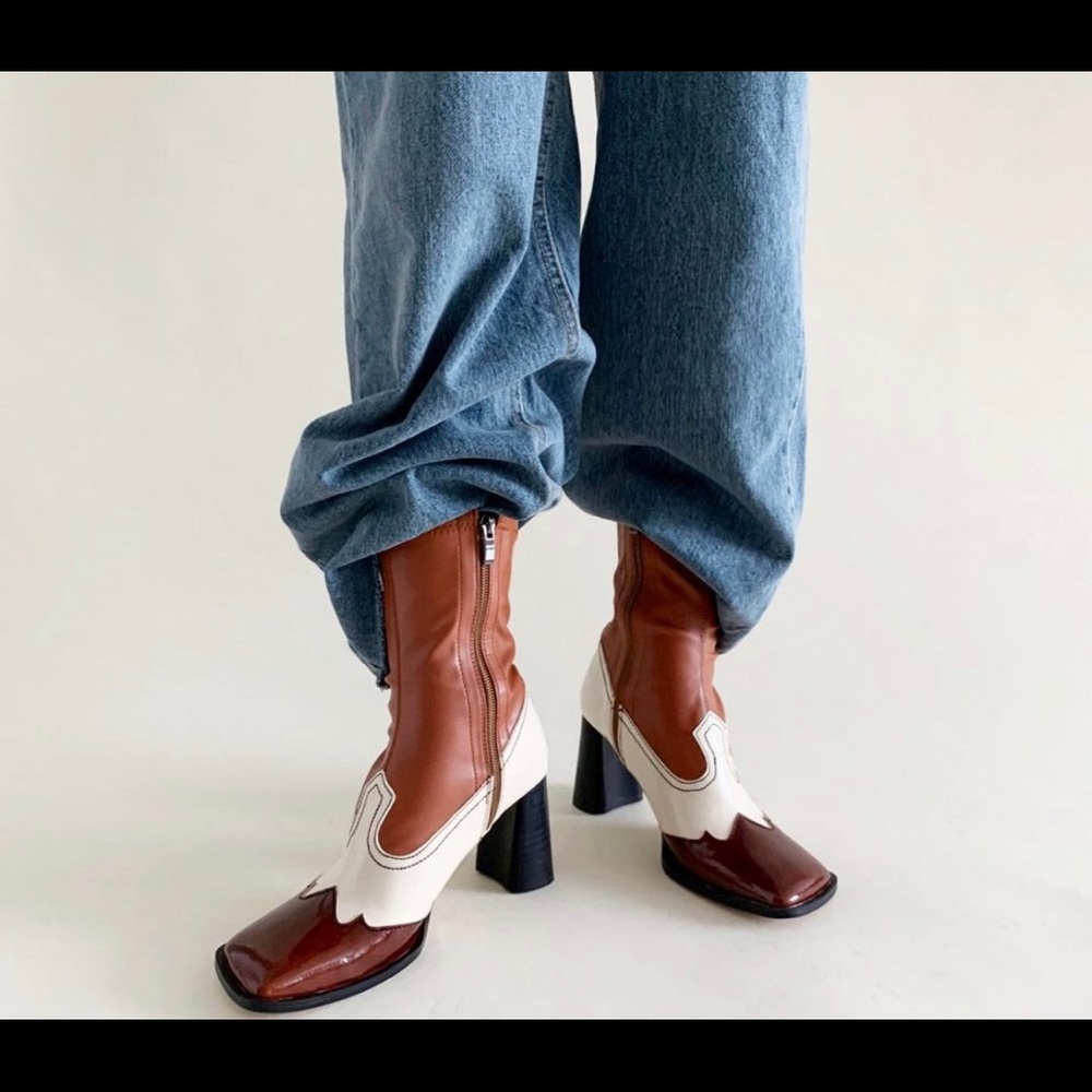 Source unknown 2 toned vegan leather cowboy boots